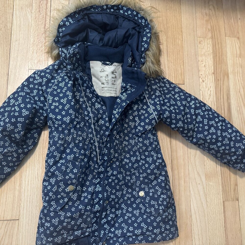 Kuling Girls' size 6X/122 Winter Jacket Navy Floral